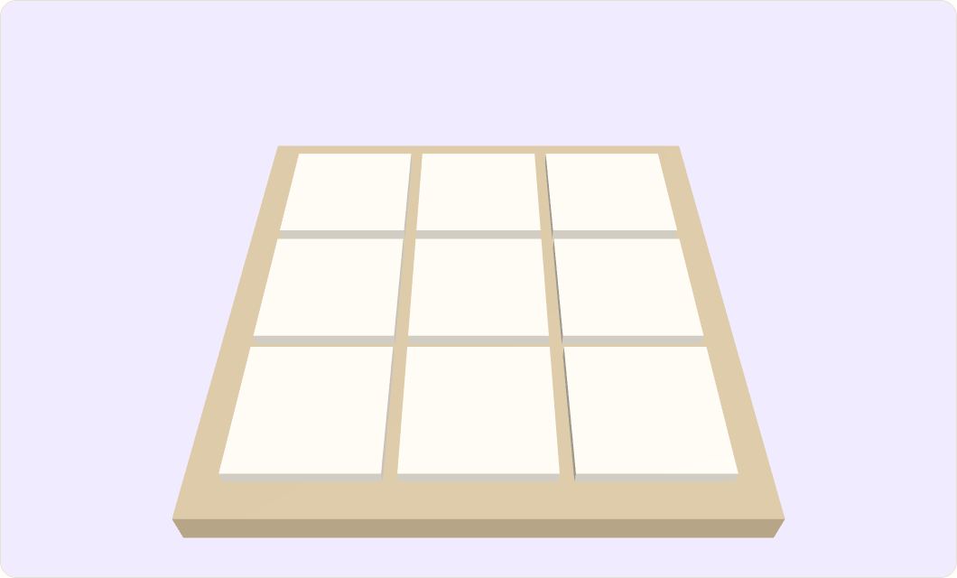 A 3D tic-tac-toe board with crosses and rings