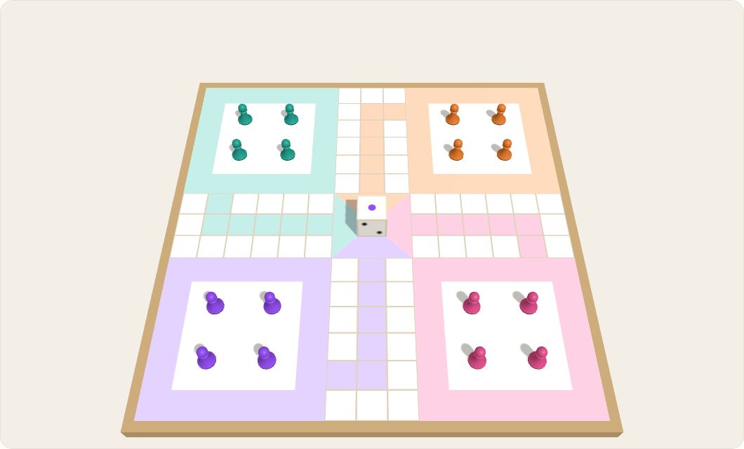 The Mench board with four coloured bases